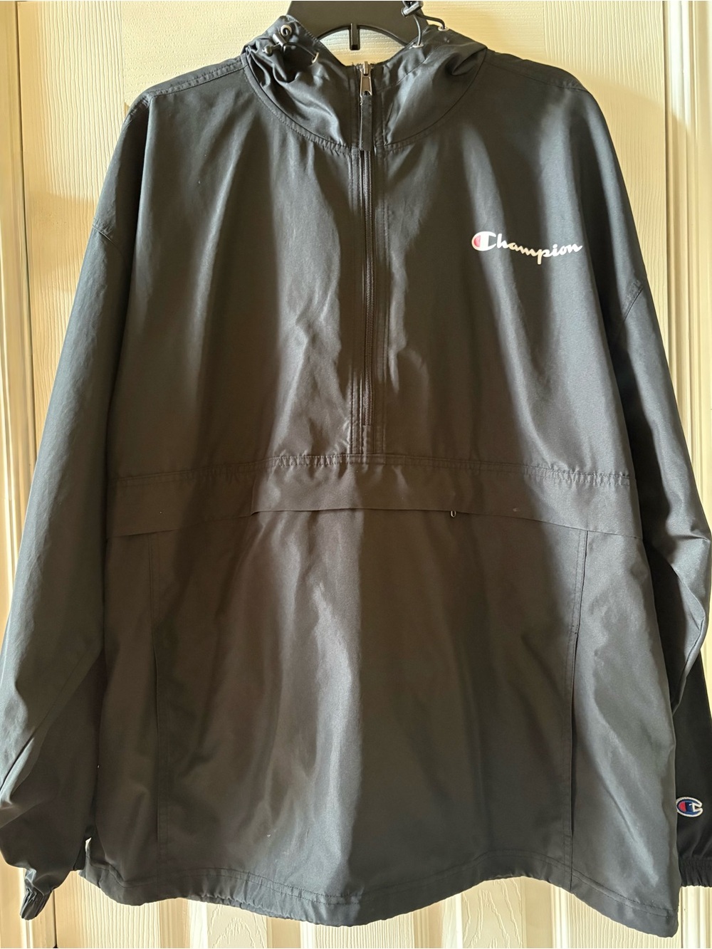 Champion Men’s Black Windbreaker Jacket with Hood